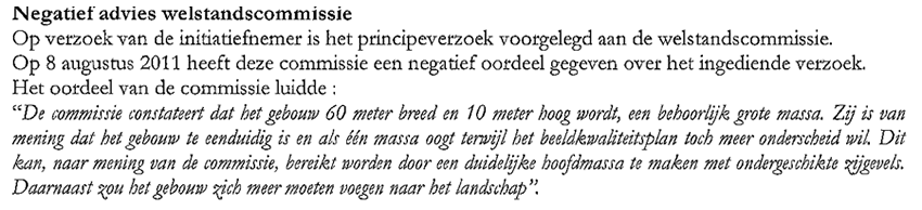 oordeel welstandcommissie over het ontwerp van het mirror hotel