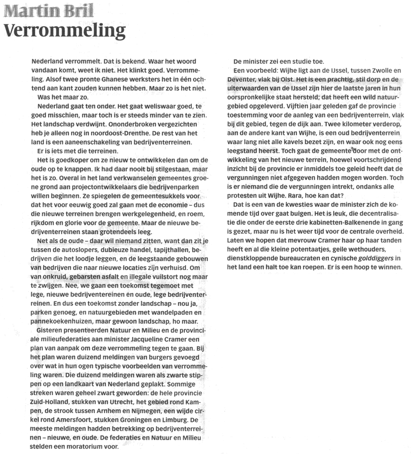 Column Martin Bril De Volkskrant 3 april 2007