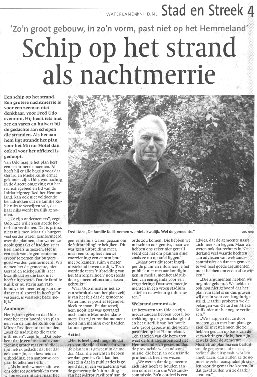 Interview met Fred Udo in het NHD van 9 september 2006