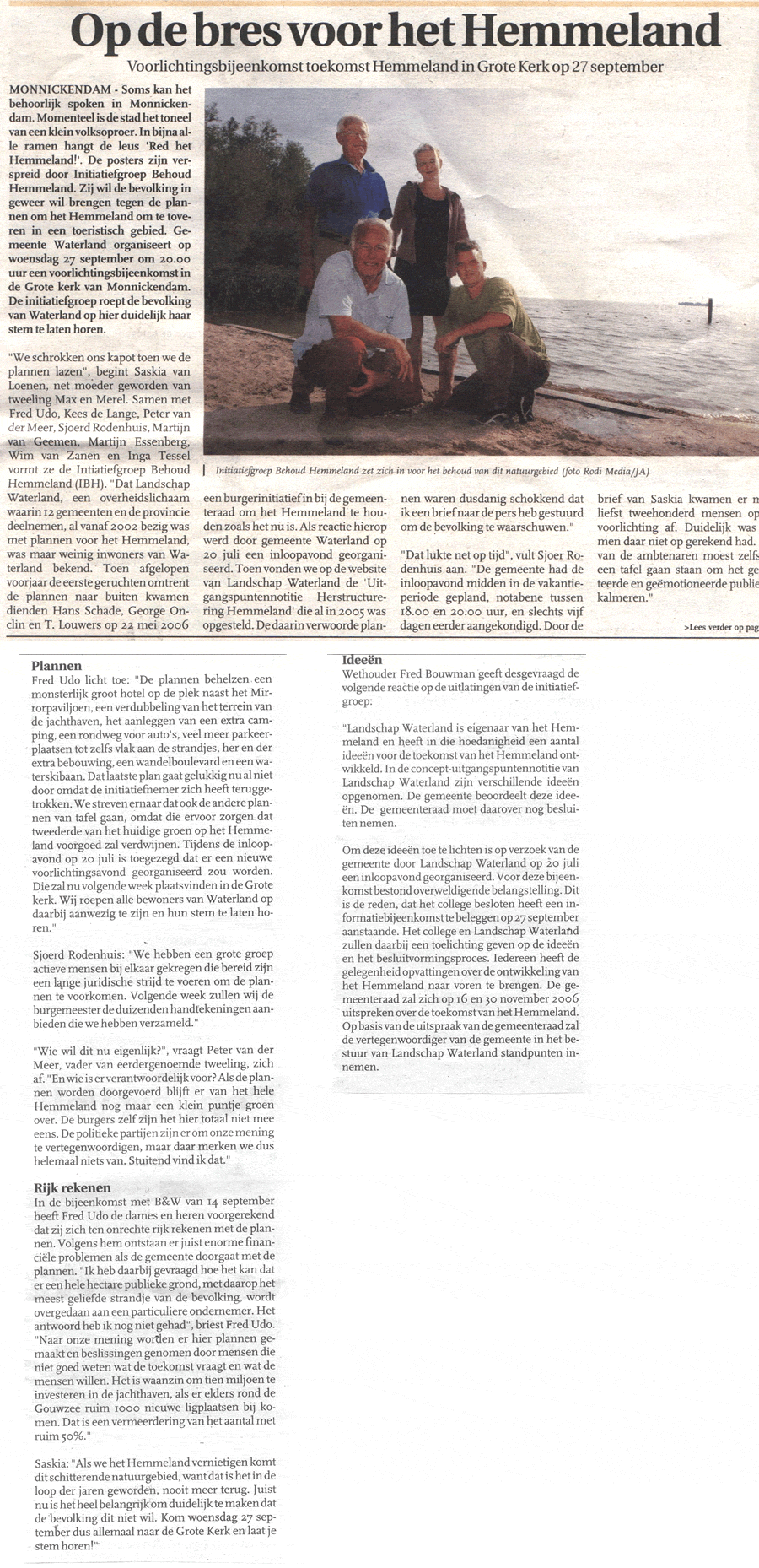 Interview Ons Streekblad 21 sep 2006