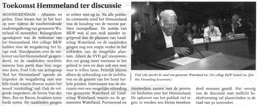 Artikel Ons Streekblad 23 nov 2006
